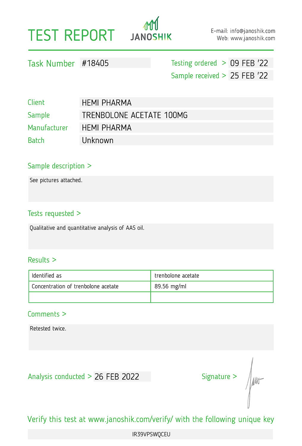 Trenbolone Acetate - Hemi Pharma