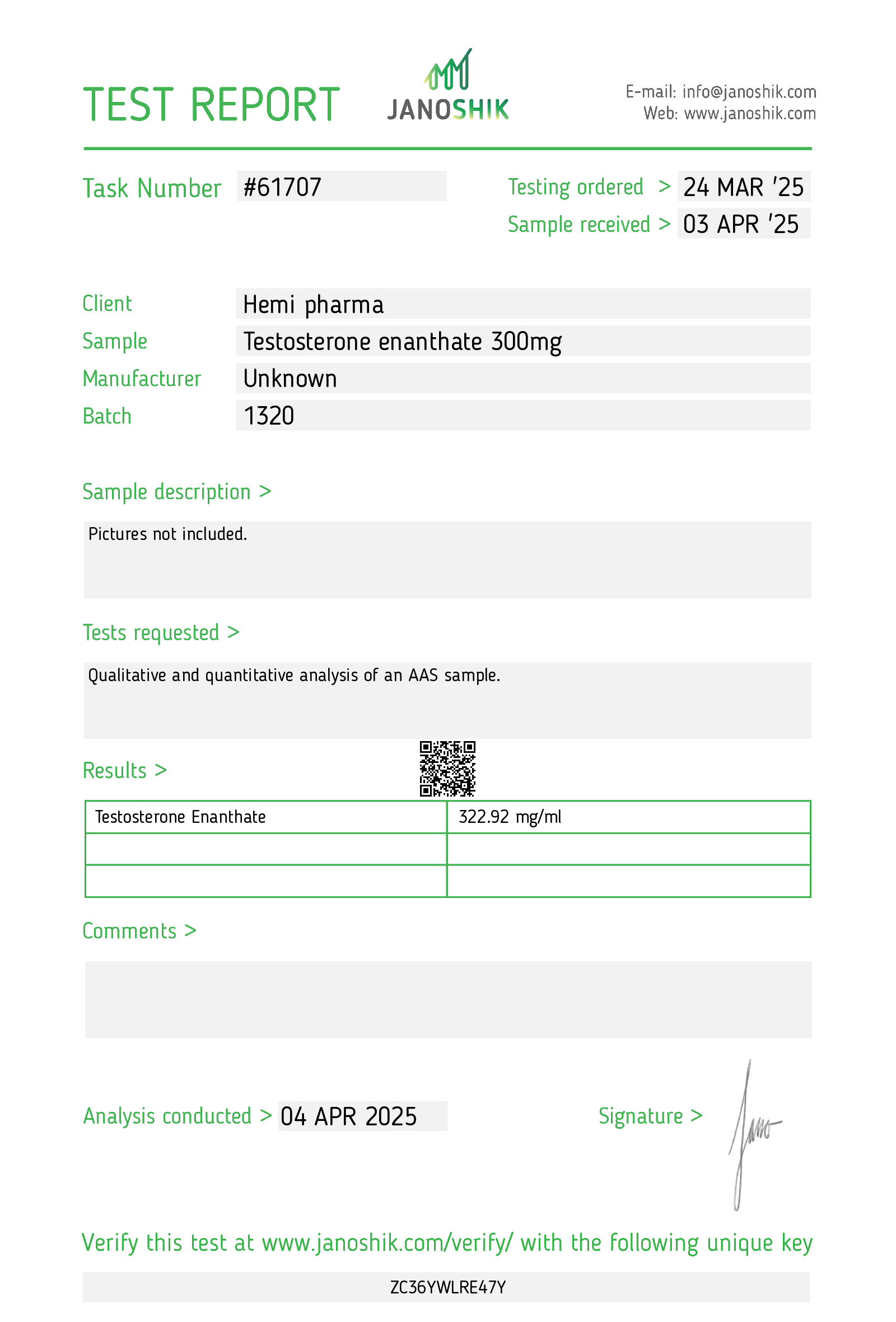 Testosterone Enanthate - Hemi Pharma