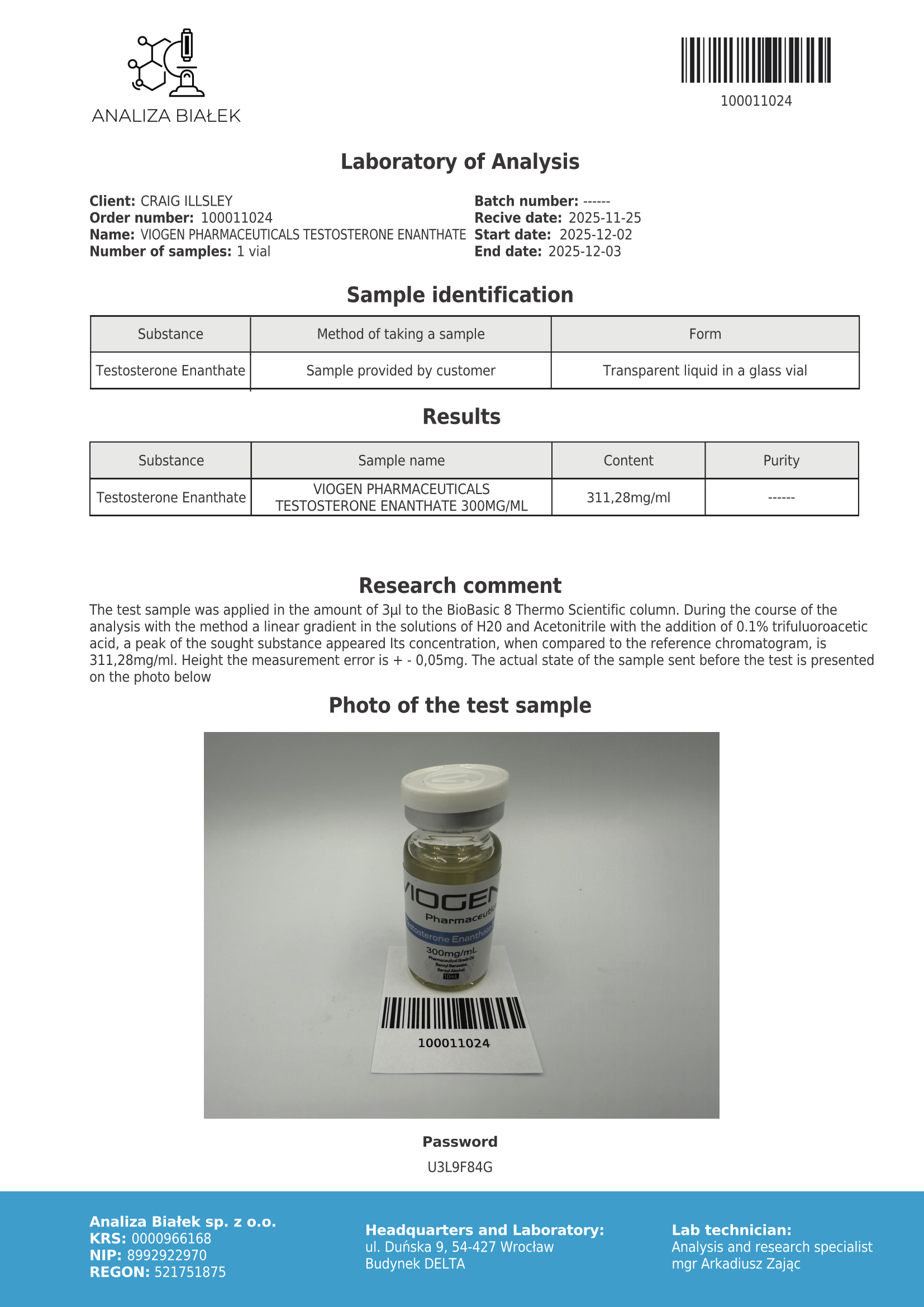 Testosterone Enanthate 300 - Viogen