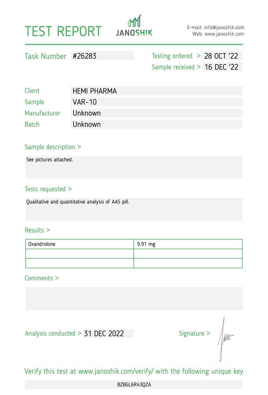 Oxandrolone 10 - Hemi Pharma