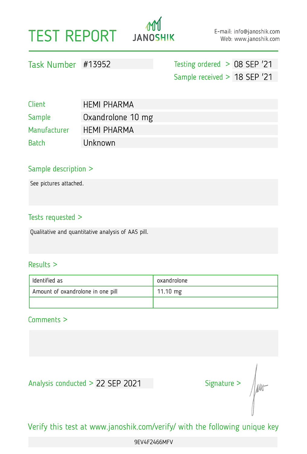 Oxandrolone 10 - Hemi Pharma