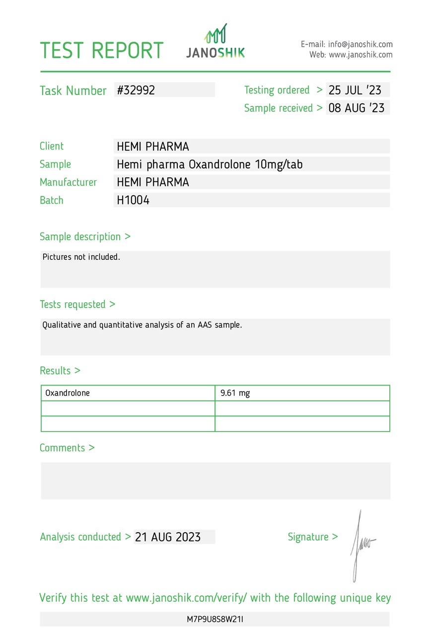 Oxandrolone 10 - Hemi Pharma