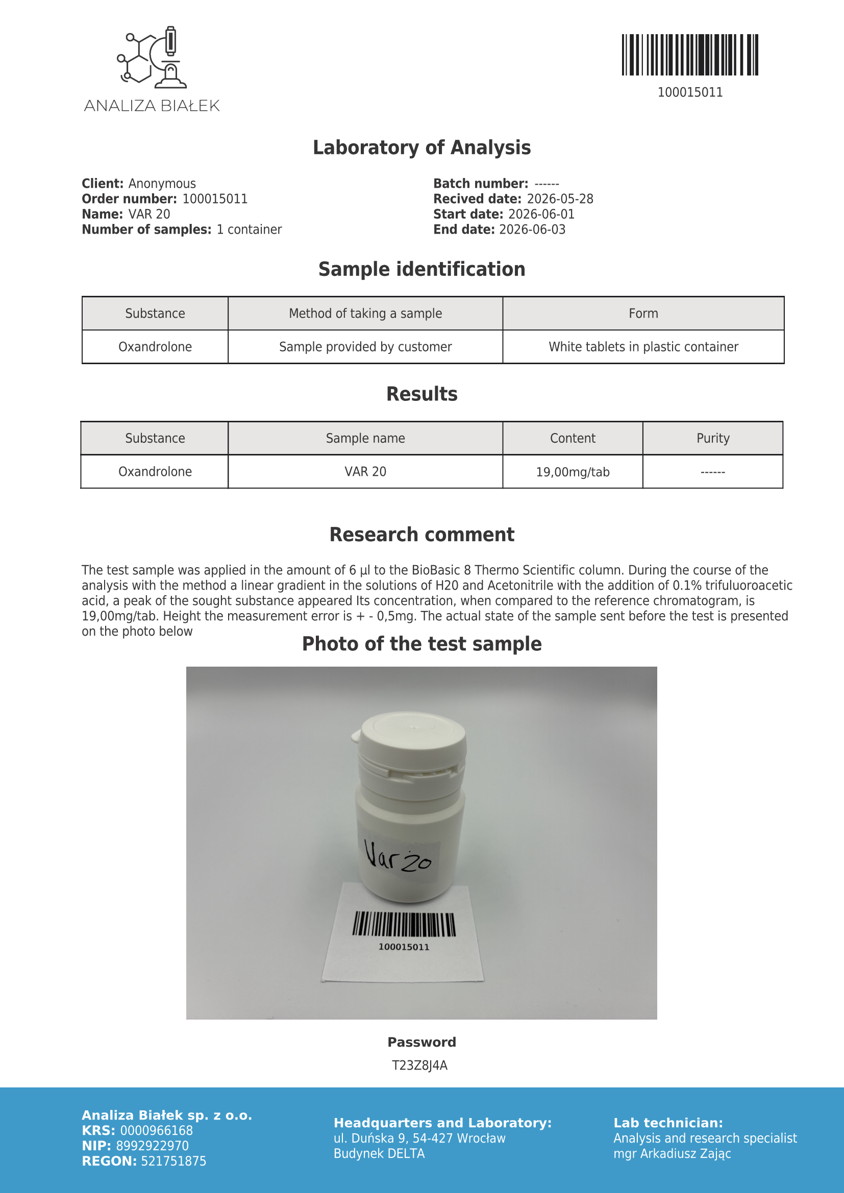 Oxandrolone Anavar 20 - Viogen