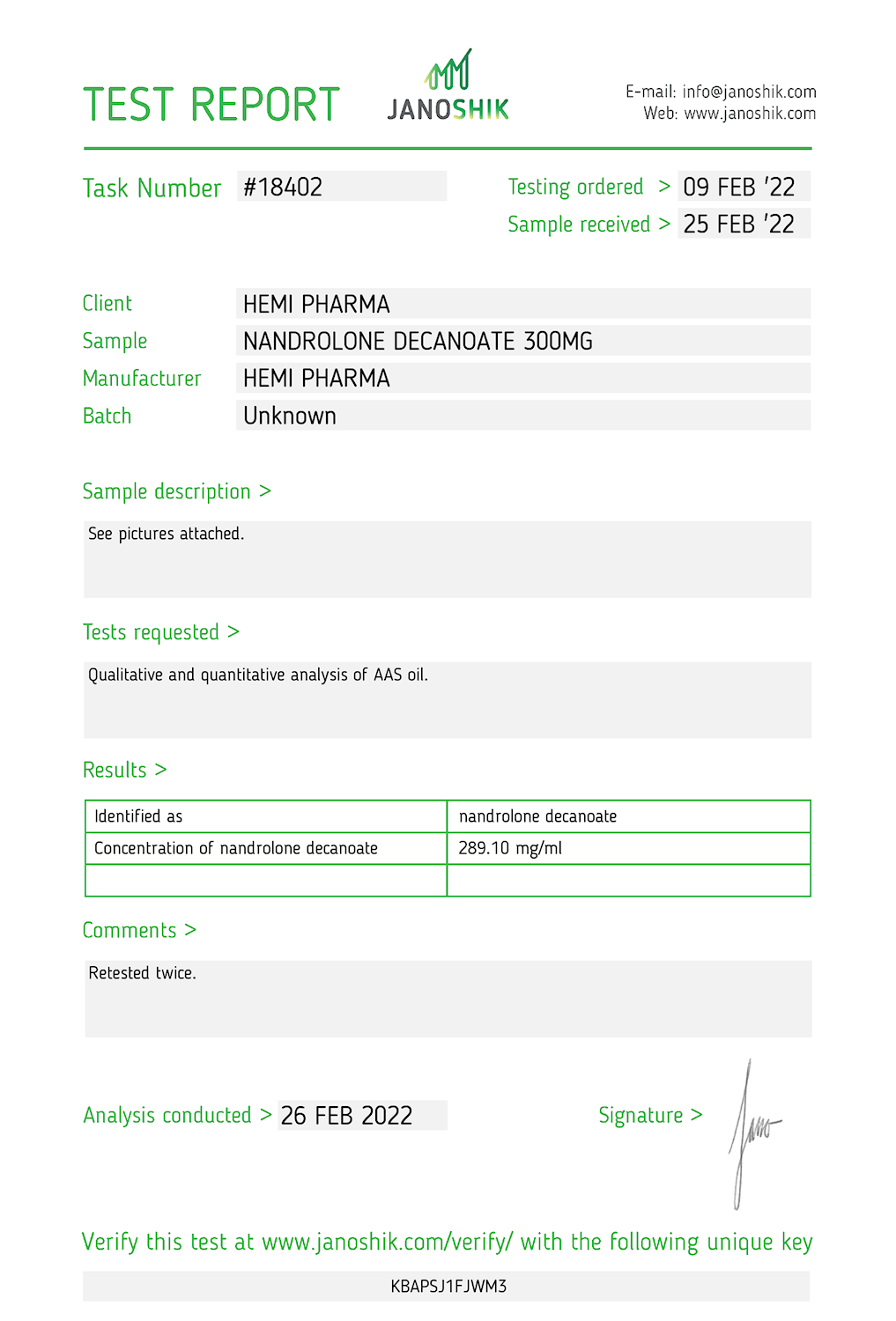 Nandrolone Decanoate - Hemi Pharma