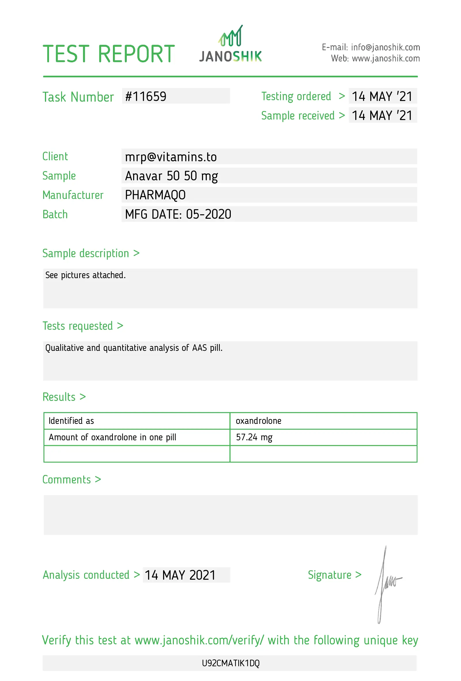 Anavar 50 – Pharmaqo Labs [50mg/50tabs]
