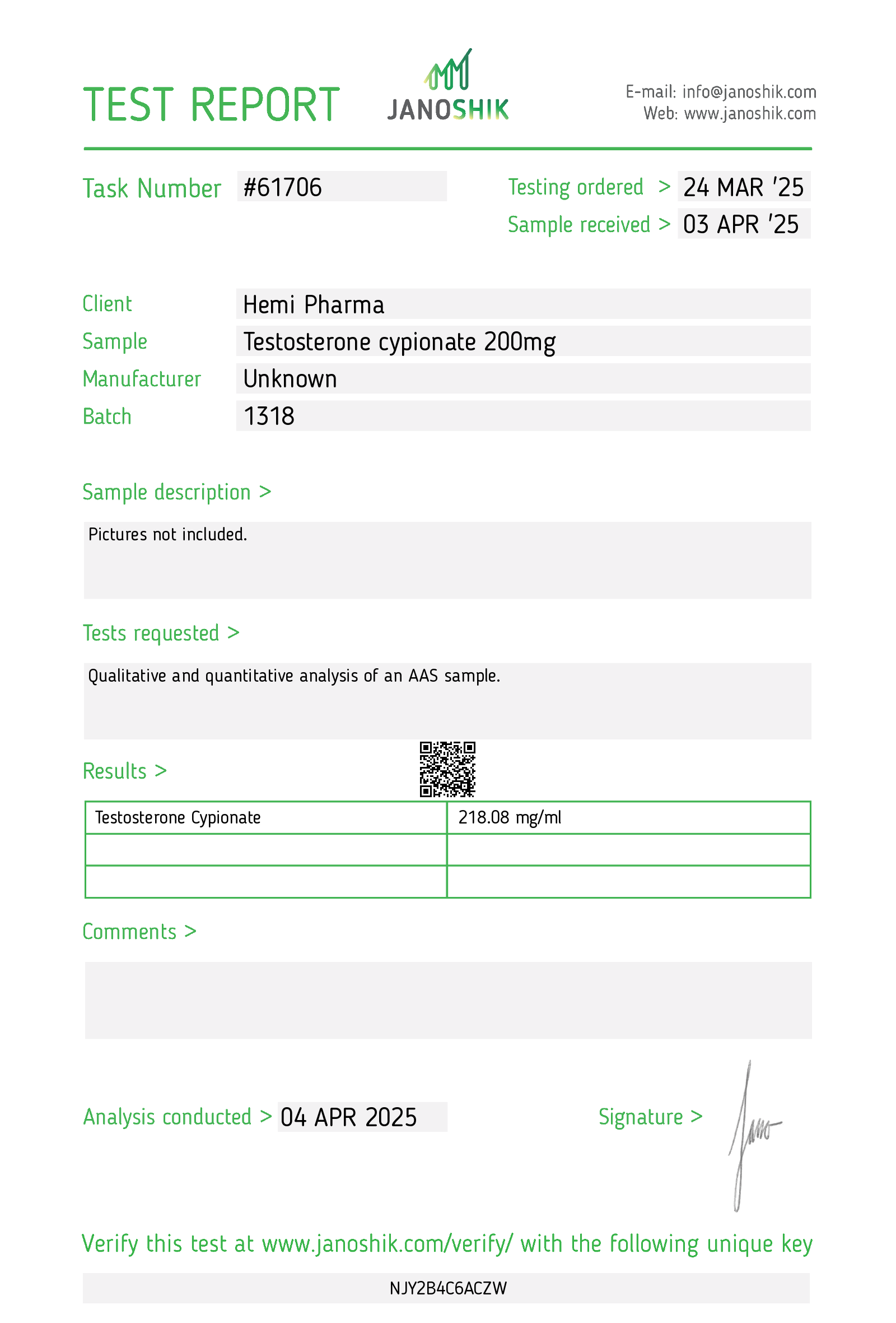 Testosterone Cypionate 200 - Hemi Pharma