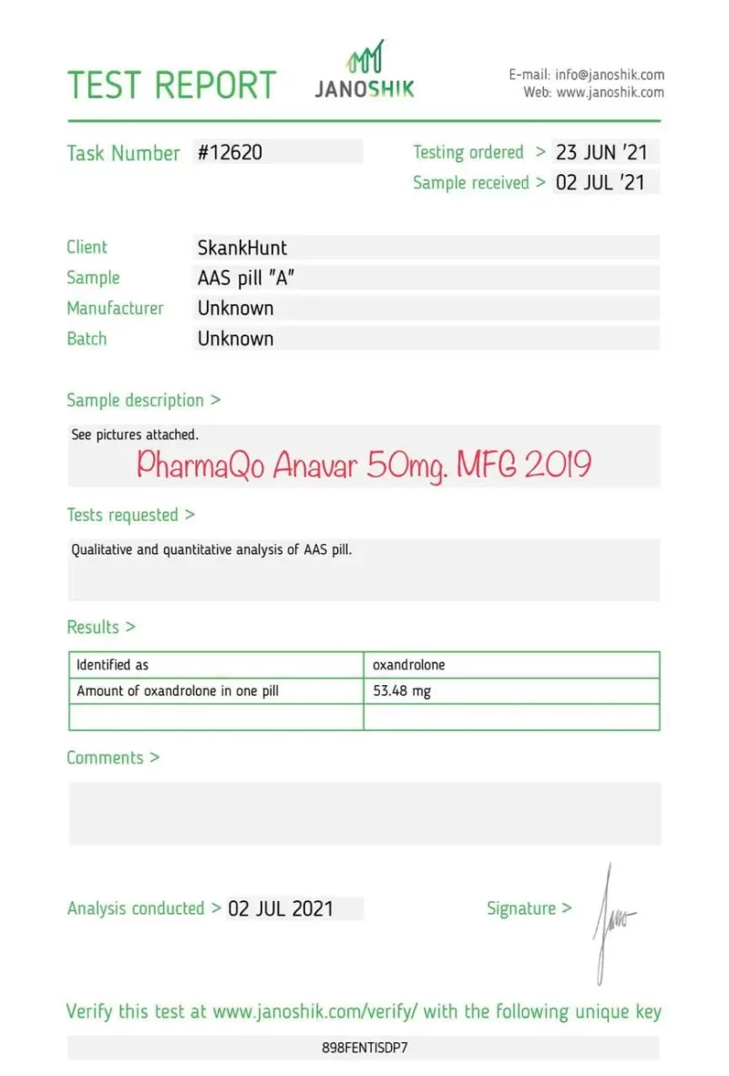 Pharmaqo Anavar 50 53.48mg