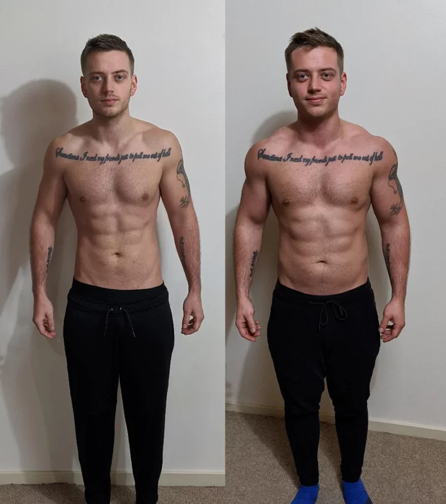 Men body transformation after MK677 8 weeks use - before and after 